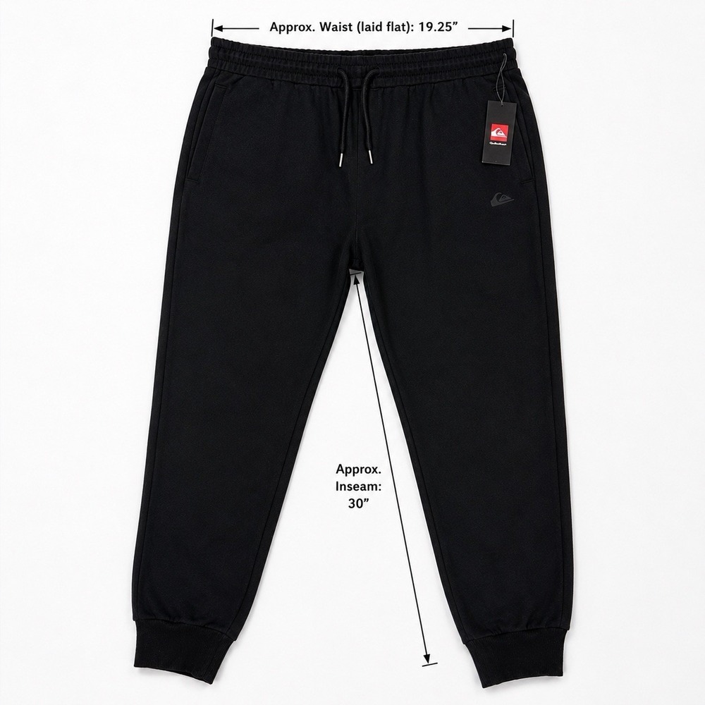 Quiksilver Jogger Sweatpants Black Drawstring Fleece Men's XL NWT Pockets - Picture 2 of 7
